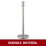 VEVOR 4 Pack Retractable Silver Round Top Stanchion Post Queue Crowd Control Barrier Posts Line Pole with 1.5M Red 2 Velvet Rope
