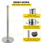 VEVOR crowd control stanchion with crown head, four-way connection, stainless steel post.