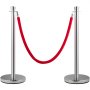 VEVOR crowd control stanchion with red velvet rope and stainless steel posts.