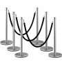 VEVOR crowd control stanchion with black ropes and silver posts arranged in a pattern.
