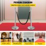 VEVOR Crowd Control Stanchion, Set of 2 Pieces Stanchion, Stanchion Set with 5 ft/1.5 m Black Velvet Rope, Silver Crowd Control Barrier w/Sturdy Concrete and Metal Base – Easy Connect Assembly