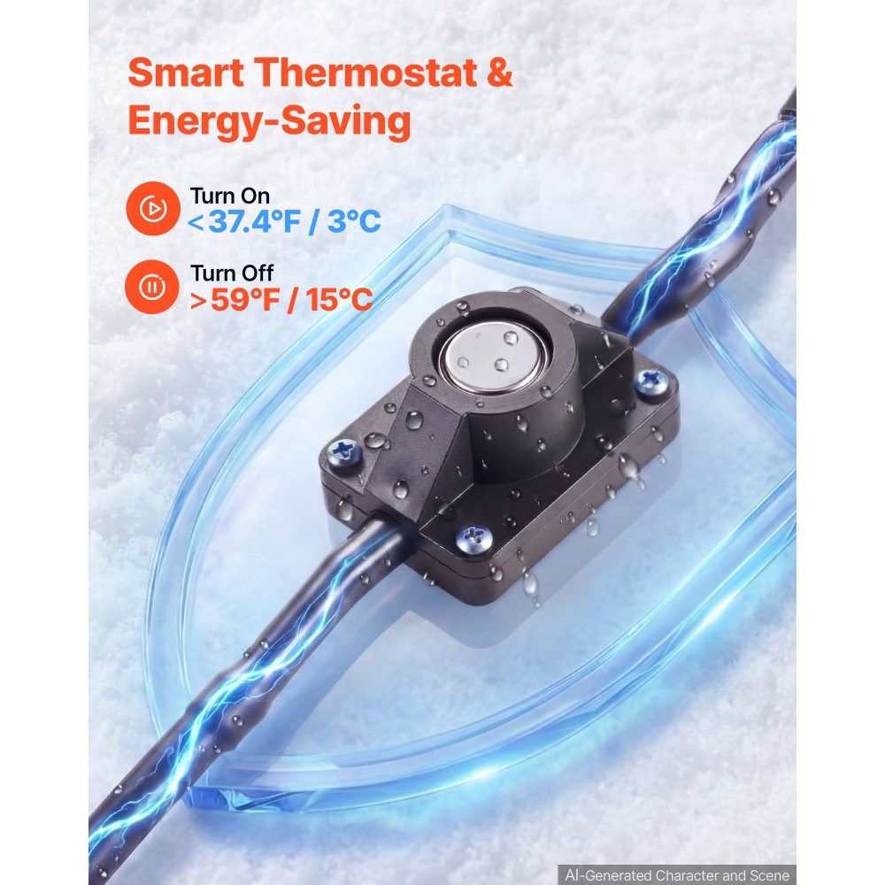 VEVOR 100FT Heated Water Hose for RV -45°F Anti Freeze Drinking Water Hose, 1/2" ID, Smooth Surface, with Leakage Protection GFCI, Built-in Thermostat, Freeze & Leak-Proof, Lead and BPA Free for RVs