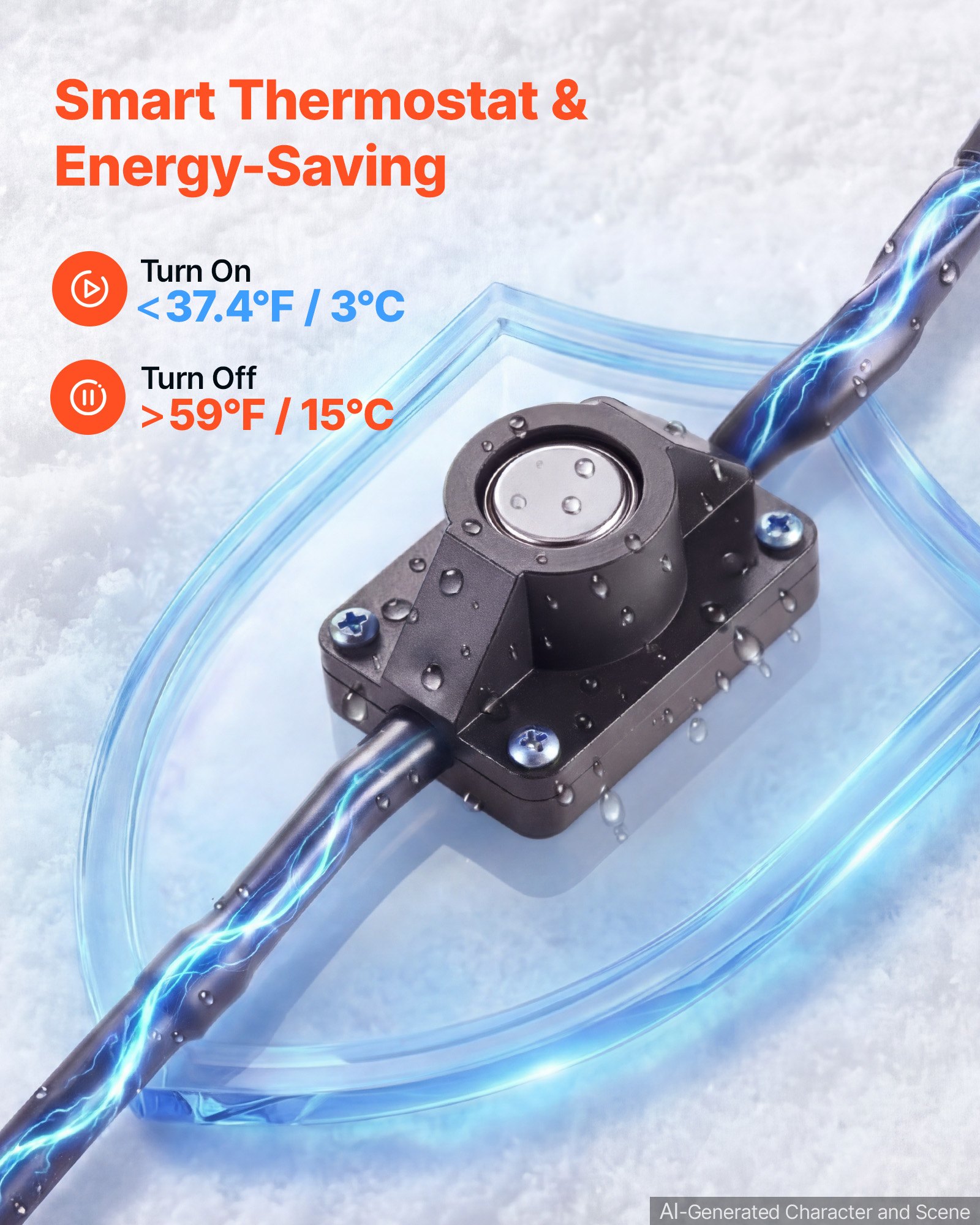 VEVOR 100FT Heated Water Hose for RV -45°F Anti Freeze Drinking Water Hose, 1/2" ID, Smooth Surface, with Leakage Protection GFCI, Built-in Thermostat, Freeze & Leak-Proof, Lead and BPA Free for RVs