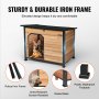 VEVOR Outdoor Dog House, Waterproof Insulated Dog House with Elevated Floor, Anti-Bite Wood Dog House Outdoor Iron Frame, Open Roof, for Medium to Large Dogs