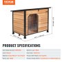 VEVOR Outdoor Dog House, Waterproof Insulated Dog House with Elevated Floor, Anti-Bite Wood Dog House Outdoor Iron Frame, Open Roof, for Medium to Large Dogs