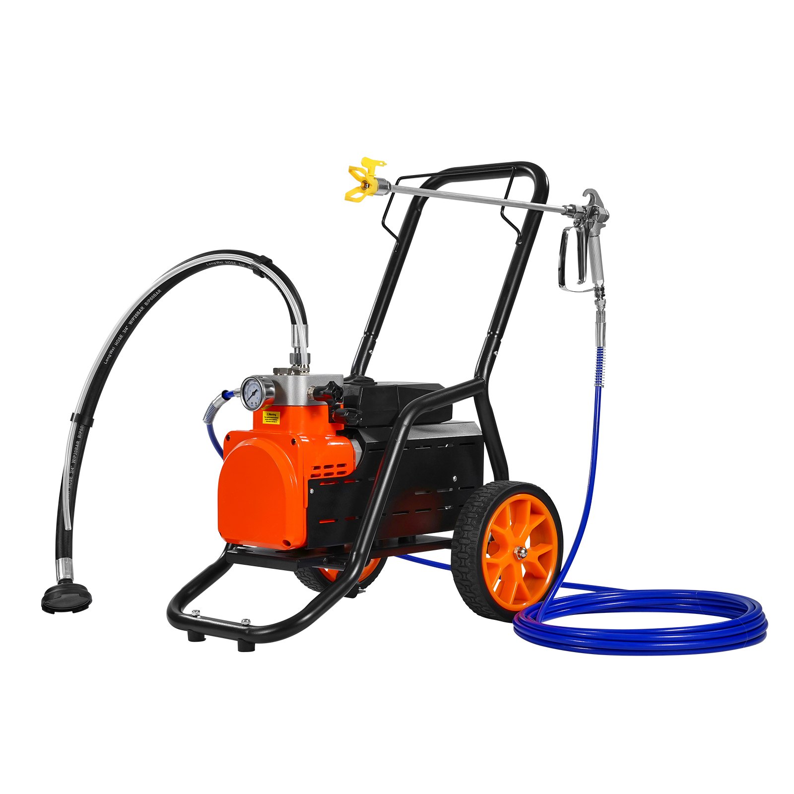 VEVOR Diaphragm Airless Paint Sprayer, 1700 W Efficiency Cart Airless Paint Sprayer, 3000 psi High Pressure Paint Airless Sprayer, with Extension Bar, for Home Interior and Exterior Spraying