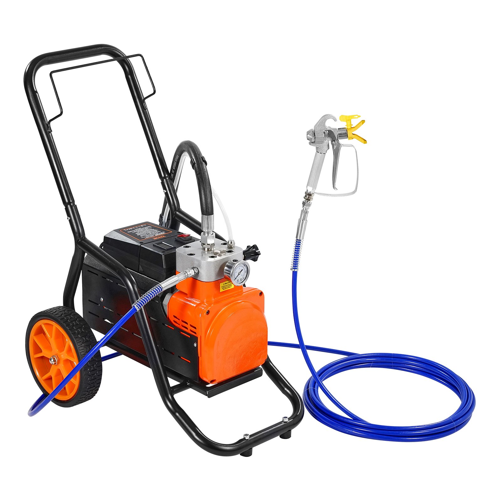 VEVOR Diaphragm Airless Paint Sprayer, 1700 W Efficiency Cart Airless Paint Sprayer, 3000 psi High Pressure Paint Airless Sprayer, with Extension Bar, for Home Interior and Exterior Spraying