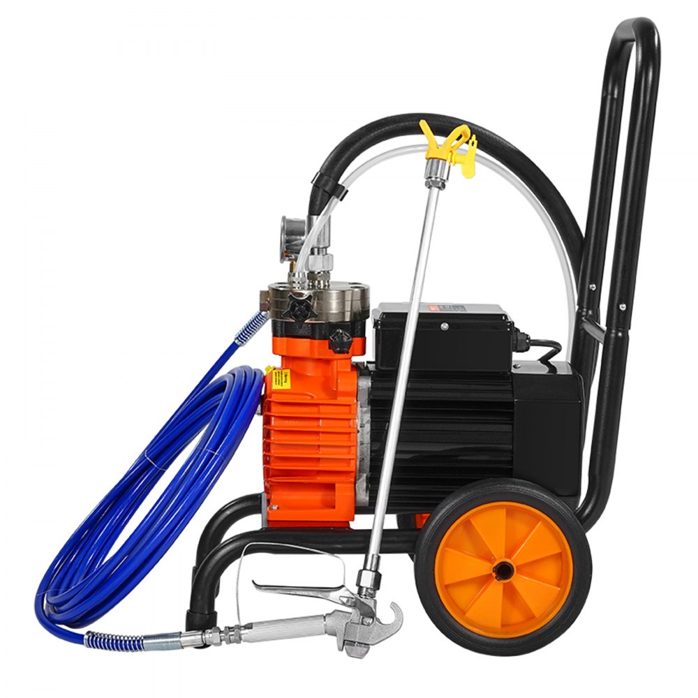 VEVOR Diaphragm Airless Paint Sprayer, 900 W Efficiency Cart Airless Paint Sprayer, 1800 psi High Pressure Paint Airless Sprayer, with Extension Bar, for Home Interior and Exterior Spraying