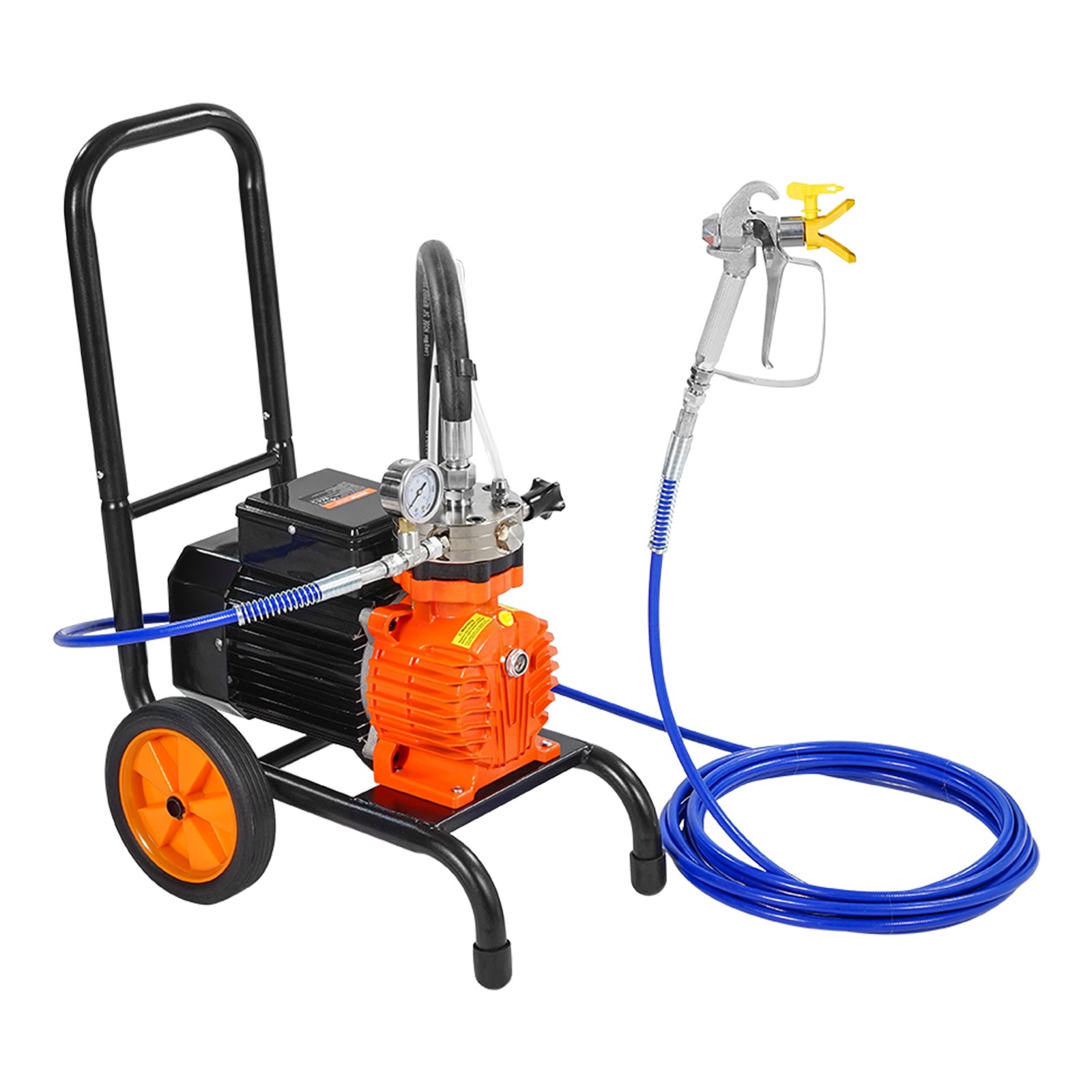 VEVOR Diaphragm Airless Paint Sprayer, 900 W Efficiency Cart Airless Paint Sprayer, 1800 psi High Pressure Paint Airless Sprayer, with Extension Bar, for Home Interior and Exterior Spraying
