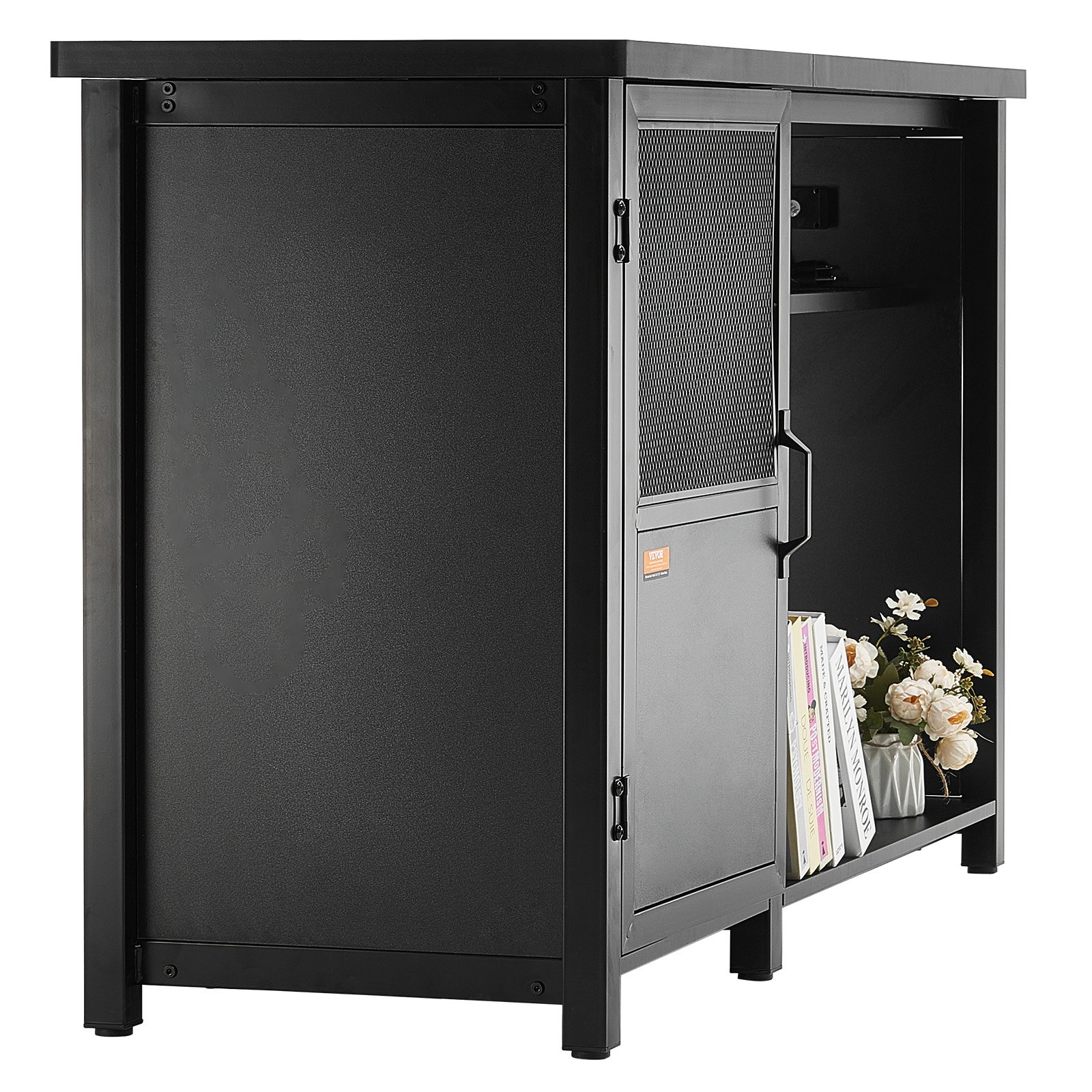 VEVOR Aquarium Stand, 75 Gallon Fish Tank Stand, 52 x 19.7 x 32.3 in Steel and MDF Turtle Tank Stand, 626 lbs Load Capacity, Reptile Tank Stand with Storage Cabinet and Embedded Power Panel, Black