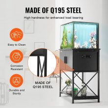 VEVOR Aquarium Stand, 29 Gallon Fish Tank Stand, 28,7 x 16,5 x 30 i stål og MDF Turtle Tank Stand, 242,5 lbs belastningskapacitet, Reptil Tank Stand med opbevaringsskab og indbygget strømpanel, sort