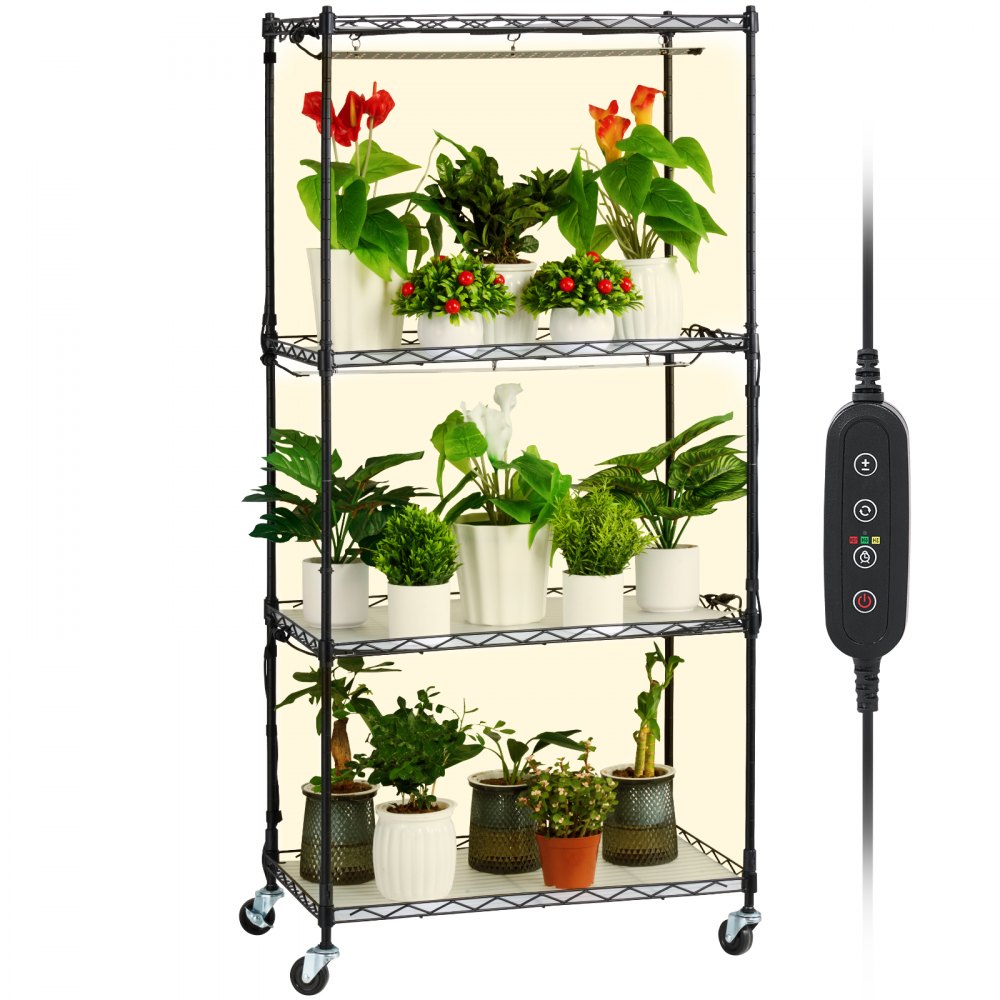 Support pour plantes VEVOR avec lampes de culture 4 niveaux 45 W 49,8" de hauteur Étagère de culture pour plantes