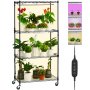 VEVOR Plant Stand with Grow Light, 4-Tier Plant Shelf with 45W Full Spectrum Grow Light, 3 Mode Plant Light with Timer and Wheel for Seed Starting, Metal Grow Light Shelf for Indoor Plants