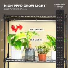 Estante para cultivo de plantas VEVOR con luces de cultivo, 4 niveles, 45 W, 49,8" de alto