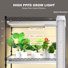 Estante para cultivo de plantas VEVOR con luces de cultivo, 4 niveles, 180 W, 59,1" de alto