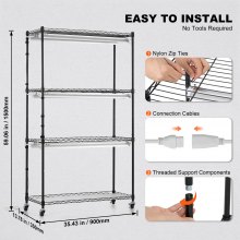 VEVOR Plant Stand with Grow Light, 4 Tiers Plant Shelf with 3000K 180W LED Full Spectrum Light for Indoor Plants, Grow Light Shelf with Timer for Seed Starting 35.4" L x 13.8" W x 59.1" H