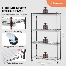 VEVOR Plant Stand with Grow Lights 4 Tiers 180W 150 cm Tall Plant Grow Shelf