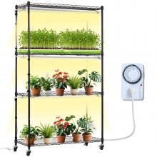 VEVOR Plant Stand with Grow Light, 4 Tiers, 180W Indoor Grow Light Shelf  3 Spectrum Lights Modes Metal Plant Shelf with Timer Garden Plant Grow Rack for Seed Starting Germination 75 x 35 x 150  cm