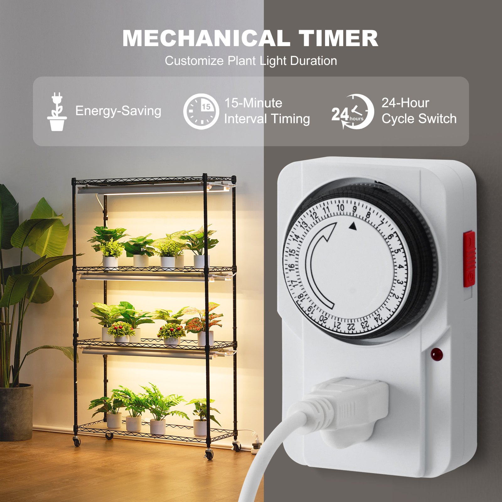 VEVOR Plant Stand with Grow Light, 4 Tiers, 180W Indoor Grow Light Shelf  3 Spectrum Lights Modes Metal Plant Shelf with Timer Garden Plant Grow Rack for Seed Starting Germination 75 x 35 x 150  cm