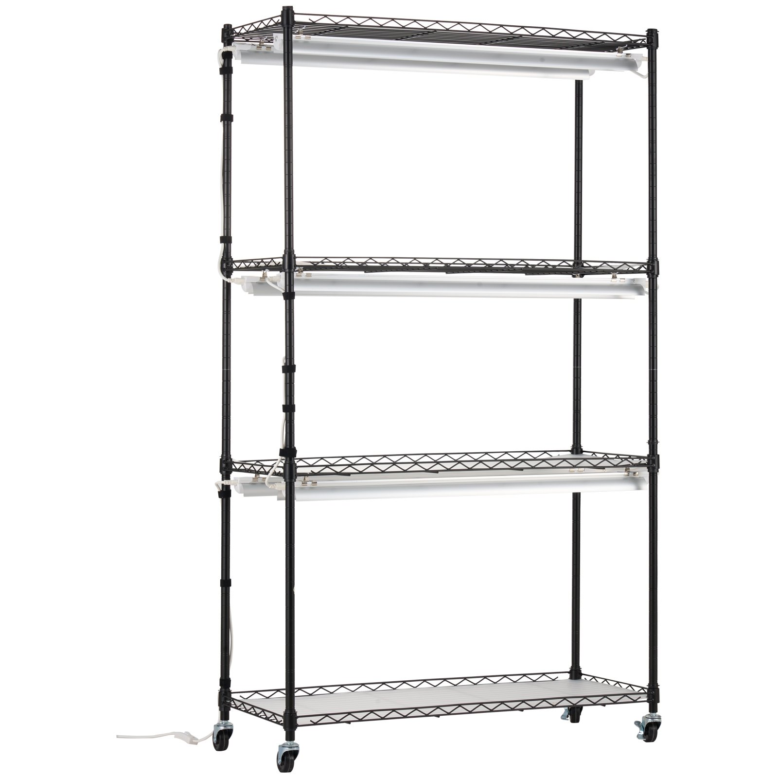 VEVOR Plant Stand with Grow Light, Grow Light Shelf with Cover and Thermometer, 4 Tiers 180W Plant Shelf with Grow Light, Full Spectrum Light Mini Greenhouse Plant Stand with Timer for Seed Starting