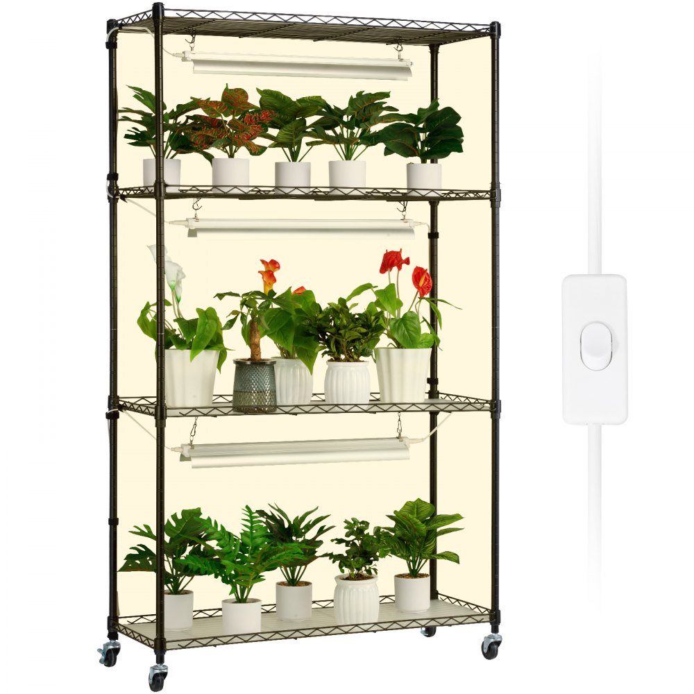 Estante para cultivo de plantas VEVOR con luces de cultivo, 4 niveles, 90 W, 59" de alto