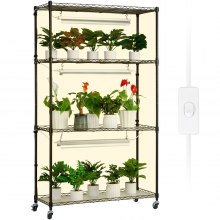 VEVOR Plant Stand with Grow Lights 4 Tiers 90W 150 cm Tall Plant Grow Shelf