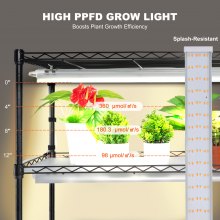 VEVOR Plant Stand with Grow Light, 6-Tier Large Tall Plant Shelf with 3000K 200W Full Spectrum Grow Light, Indoor Grow Light Shelf with Timer and Wheel for Seed Starting 47.2" L x 13.8" W x 70.8" H