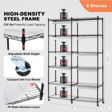 VEVOR Plant Stand with Grow Light, 6-Tier Large Tall Plant Shelf with 3000K 200W Full Spectrum Grow Light, Indoor Grow Light Shelf with Timer and Wheel for Seed Starting 47.2" L x 13.8" W x 70.8" H