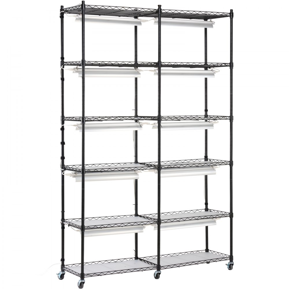 VEVOR Plant Stand with Grow Light, 6 Tiers, 200W Indoor Grow Light Shelf Full Spectrum Lights Metal Plant Shelf with Timer Garden Plant Grow Rack for Seed Starting 35.4" L x 13.8" W x 59.1" H