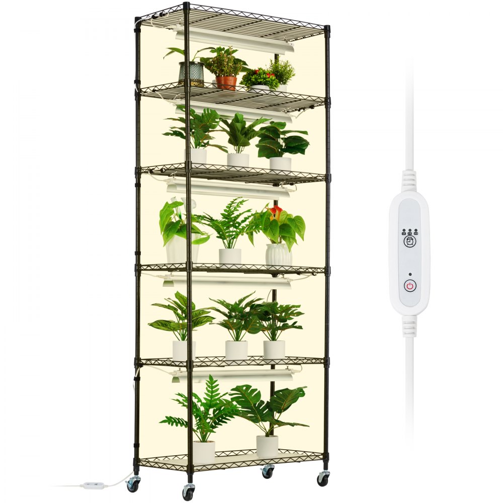 VEVOR Plant Stand with Grow Lights 6 Tiers 150W 70.9" Tall Plant Grow Shelf