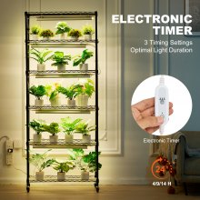 VEVOR Plant Stand with Grow Light, 6-Tier Large Tall Plant Shelf with 150W Full Spectrum Grow Light, 3 Mode LED Plant Light with Timer and Wheel for Seed Starting 29.5" L x 13.8" W x 70.9" H