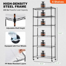 VEVOR Plant Stand with Grow Light, 6-Tier Large Tall Plant Shelf with 150W Full Spectrum Grow Light, 3 Mode LED Plant Light with Timer and Wheel for Seed Starting 29.5" L x 13.8" W x 70.9" H