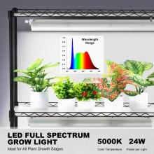 VEVOR DIY Plant Stand with Grow Light, 6-Tier Large Tall Plant Shelf with 192W 5000K Full Spectrum Grow Lights, Indoor Grow Light Shelf with Wheels for Seed Starting 29.5" L x 13.8" W x 70.9" H