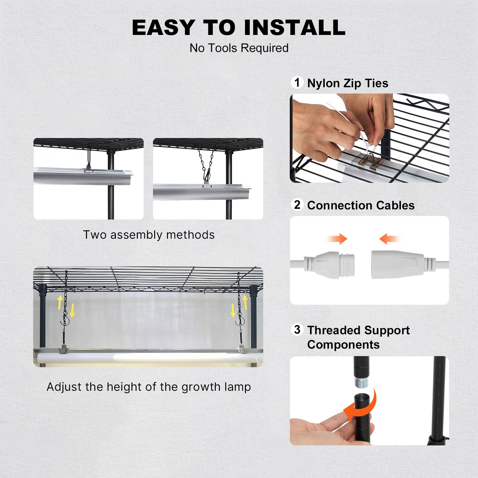 VEVOR Plant Stand with Grow Light, 6 Tiers, 192W DIY Metal Plant Shelf with Grow Lamp, Indoor Grow Light Shelf with Adjustable Rack & Wheels for Seed Starting Germination 29.5" L x 13.8" W x 70.9" H