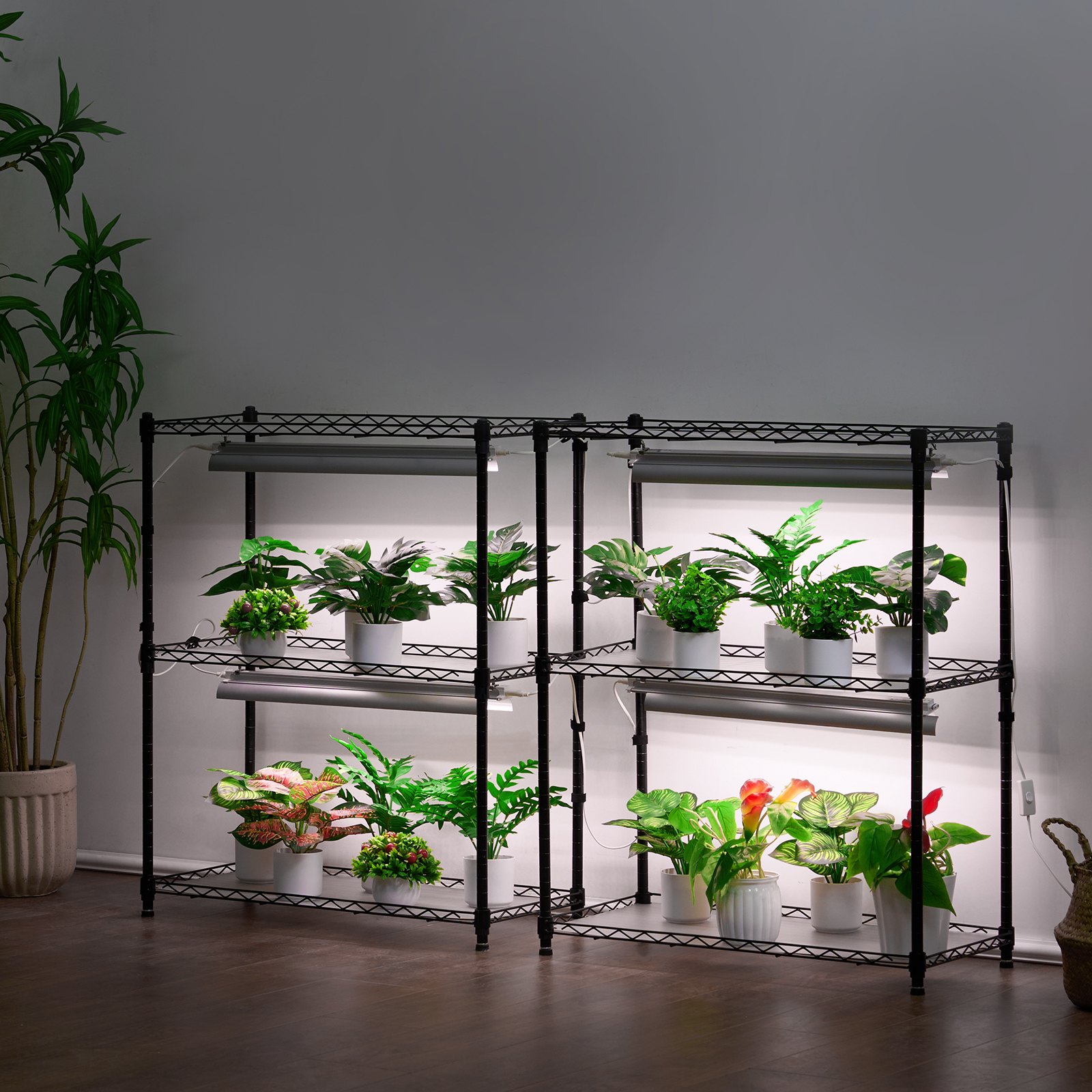 VEVOR Plant Stand with Grow Light, 6 Tiers, 192W DIY Metal Plant Shelf with Grow Lamp, Indoor Grow Light Shelf with Adjustable Rack & Wheels for Seed Starting Germination 29.5" L x 13.8" W x 70.9" H