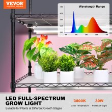 Estante para cultivo de plantas de interior VEVOR con luz de cultivo, 6 niveles, 180 W, 70,9