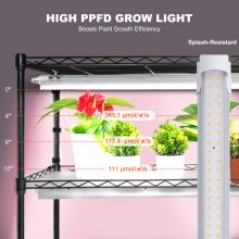 VEVOR Plant Stand with Grow Light, 6-Tier Large Tall Plant Shelf with 150W Full Spectrum Grow Light, Indoor LED Plant Light with Timer and Wheel for Seed Starting 35.4" L x 13.8" W x 70.9" H