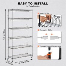 VEVOR Plant Stand with Grow Light, 6-Tier Large Tall Plant Shelf with 150W Full Spectrum Grow Light, Indoor LED Plant Light with Timer and Wheel for Seed Starting 35.4" L x 13.8" W x 70.9" H