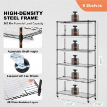 VEVOR Plant Stand with Grow Light, 6-Tier Large Tall Plant Shelf with 150W Full Spectrum Grow Light, Indoor LED Plant Light with Timer and Wheel for Seed Starting 35.4" L x 13.8" W x 70.9" H