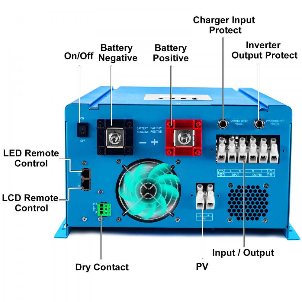VEVOR 3000W Peak 9000W 12V Pure Sine Wave Power Inverter 80A Charger MPPT Solar