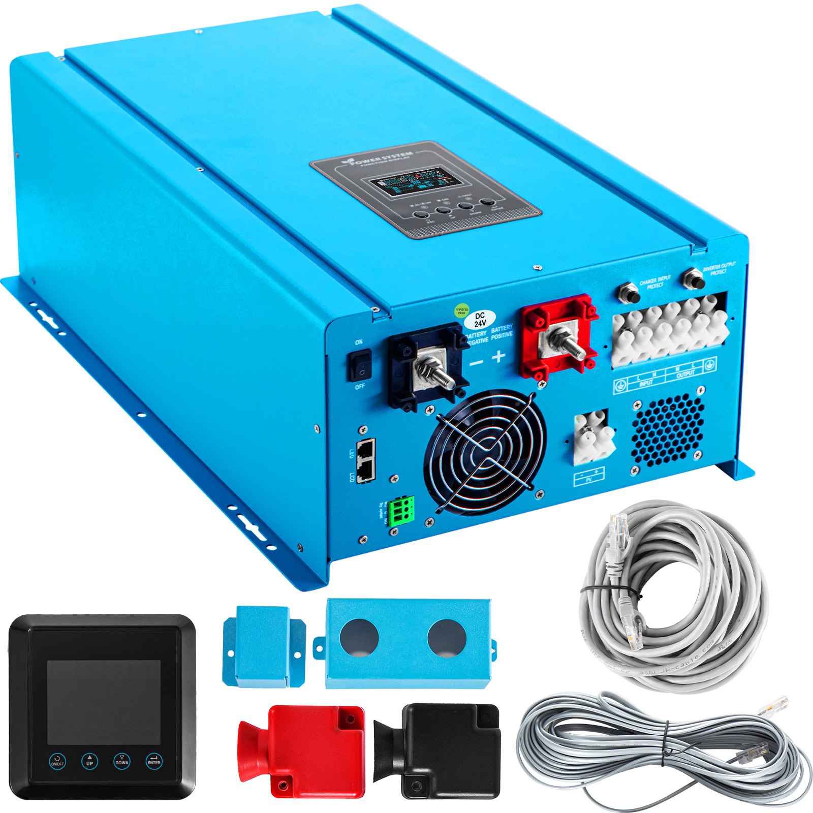 VEVOR 3000W Peak 9000W 24V Pure Sine Wave Power Inverter 80A Charger MPPT Solar