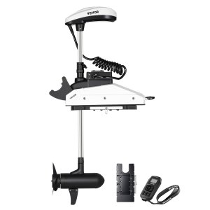 VEVOR Electric Trolling Motor, 12V 55lbs Thrust with GPS, 10-Speed Bow Mounted Saltwater Outboard Boat Motor with Remote Control & LCD Battery Indicator, for Kayaks, Fishing Boats, 54-Inch Shaft | VEVOR US