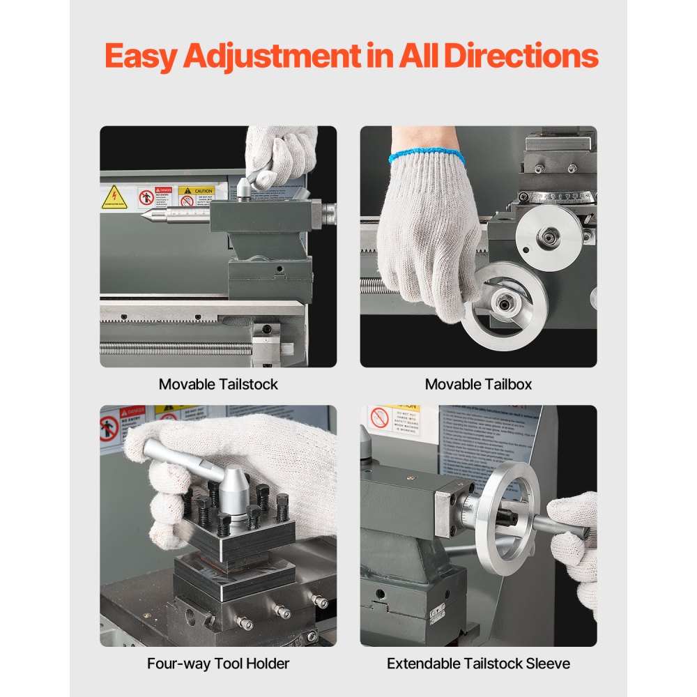 VEVOR Metal Lathe, 203 x 406 mm(8 x 16 in), 550W Benchtop Lathe Machine, 0-2500 RPM Variable Speed, with 0.0076 mm(0.0003 in) Spindle Accuracy Metal Gear, for Processing Precision Parts Imperial/Metric Thread Soft Metals Wood