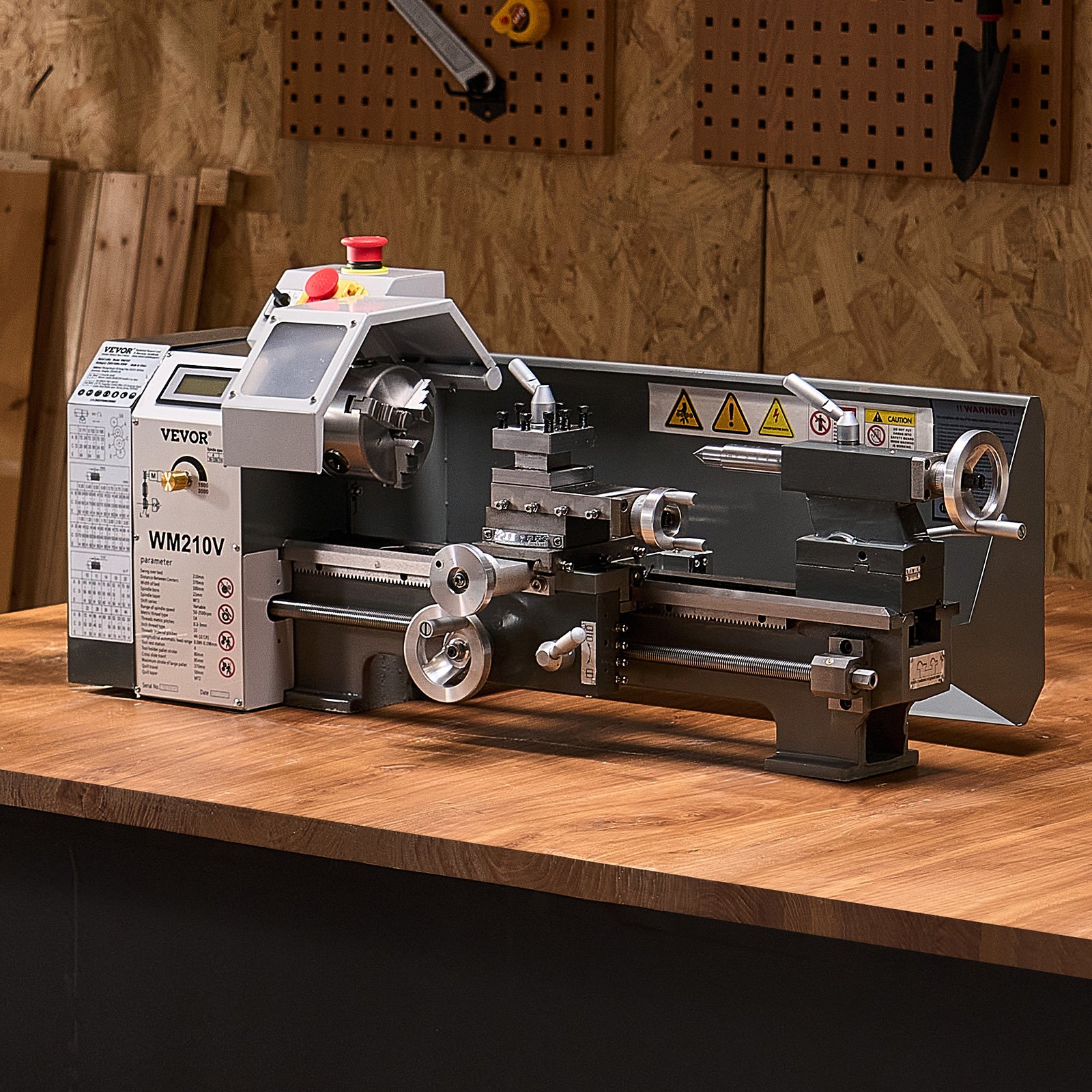 VEVOR Metal Lathe, 203 x 406 mm(8 x 16 in), 550W Benchtop Lathe Machine, 0-2500 RPM Variable Speed, with 0.0076 mm(0.0003 in) Spindle Accuracy Metal Gear, for Processing Precision Parts Imperial/Metric Thread Soft Metals Wood