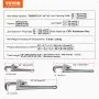 VEVOR 3-Piece Pipe Wrench Set, 10" 14" 18" Aluminum Straight Pipe Wrench, Adjustable Plumbing Wrench, with High Strength Jaw and Ergonomic Handle, Hangable Design, for Water Pipes, Automotive Repairs