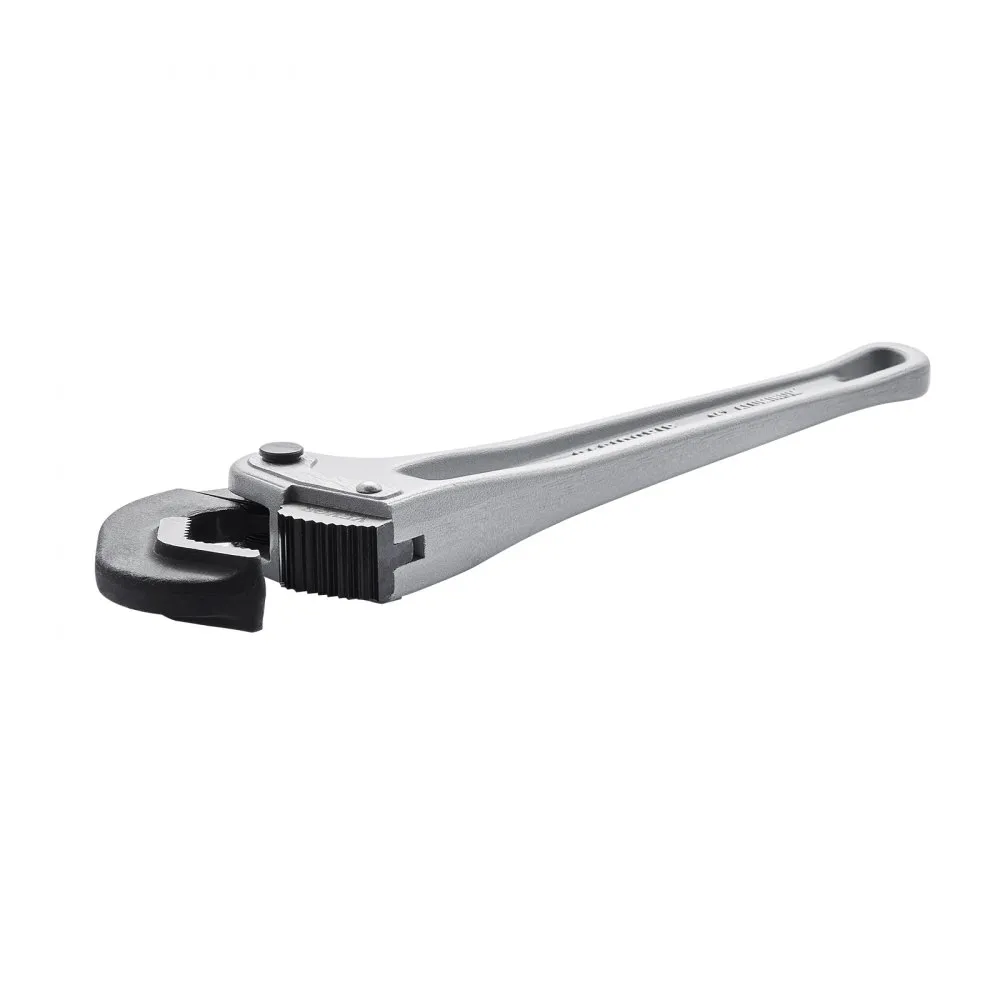 silver VEVOR pipe wrench with adjustable jaw and robust handle, ideal for plumbing tasks.