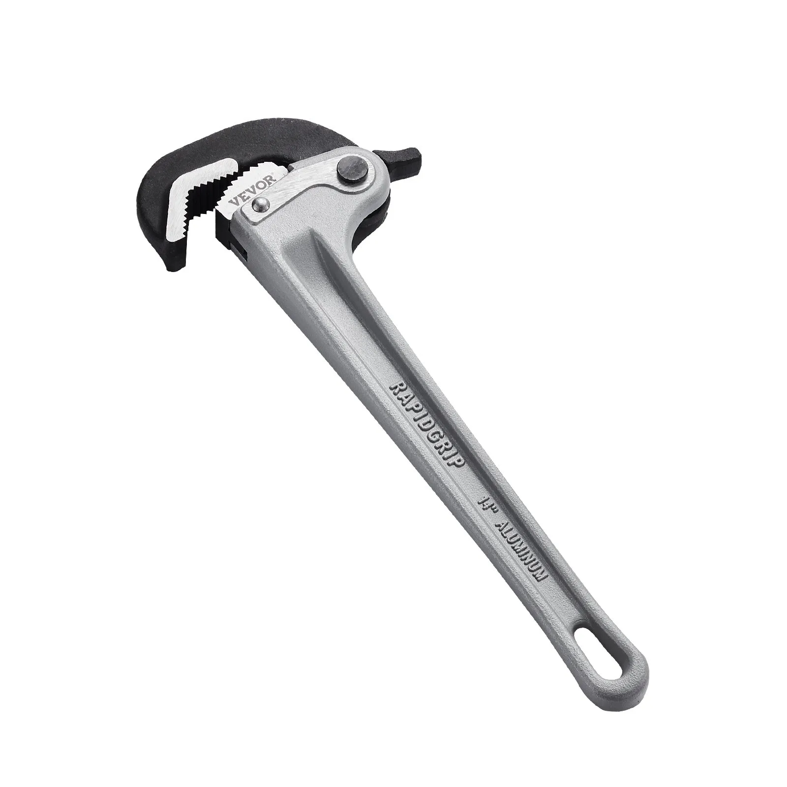 VEVOR pipe wrench, rapidgrip, 14&quot; aluminum handle with durable black jaw.