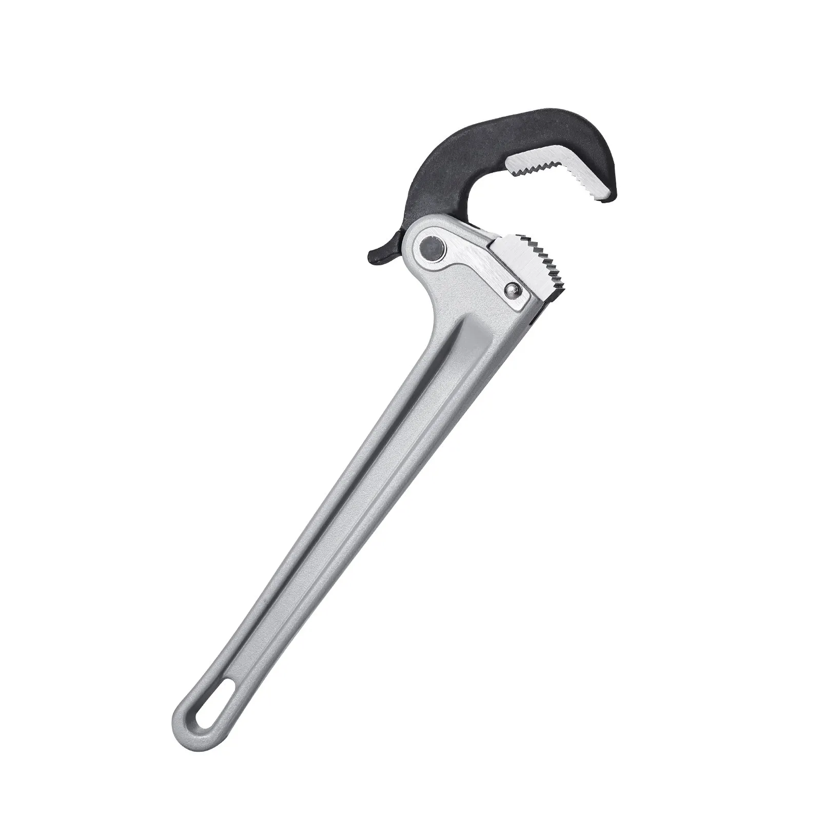 VEVOR pipe wrench with adjustable jaw on white background, featuring a durable silver handle.