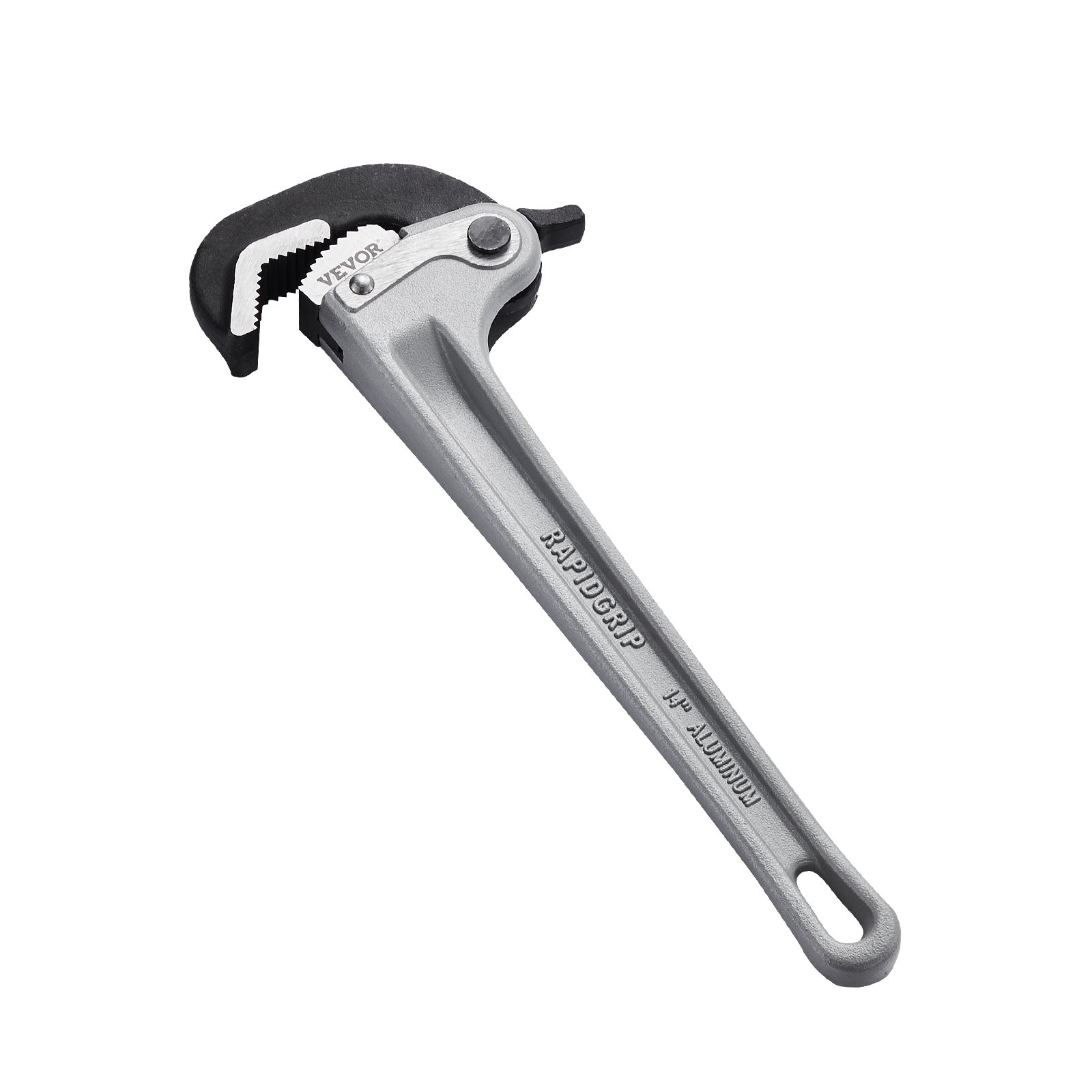 VEVOR Pipe Wrench, 356mm Aluminum Straight Pipe Wrench, Automatic Jaw Adjustment, Adjustable Plumbing Wrench, Easy to Carry, Ergonomic Handle, Hangable Design, for Water Pipes, Automotive Repairs