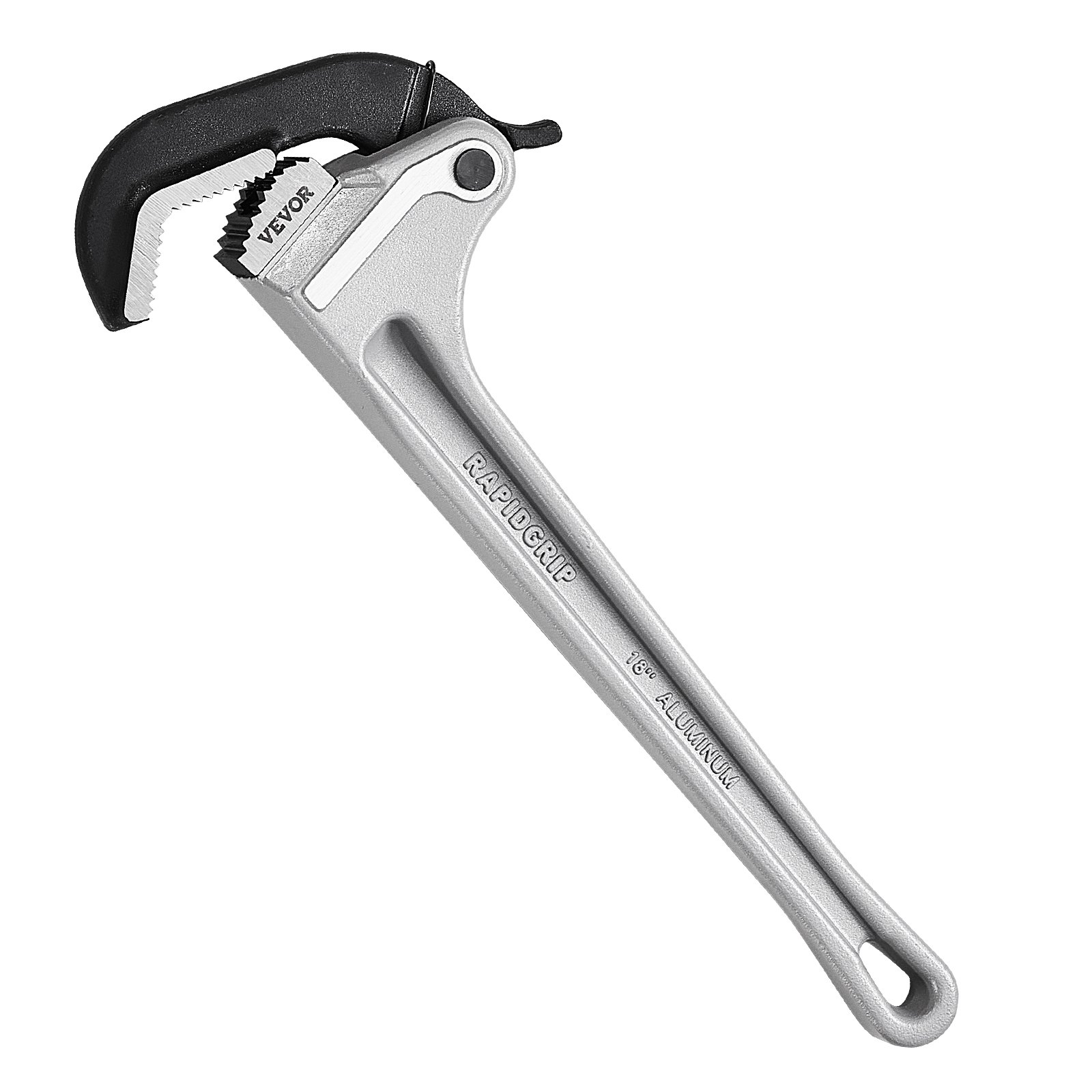 VEVOR Pipe Wrench, 18" Aluminum Straight Pipe Wrench, Automatic Jaw Adjustment, Adjustable Plumbing Wrench, Easy to Carry, Ergonomic Handle, Hangable Design, for Water Pipes, Automotive Repairs